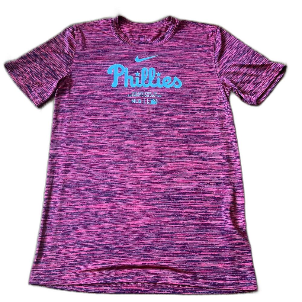 Nike Philadelphia Phillies Dri-Fit T-Shirt Mens Small S Red Space Dye MLB